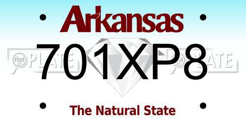 701XP8 Arkansas License Plate