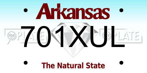 701XUL Arkansas License Plate