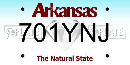 701YNJ Arkansas License Plate