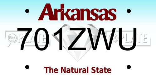 701ZWU Arkansas License Plate