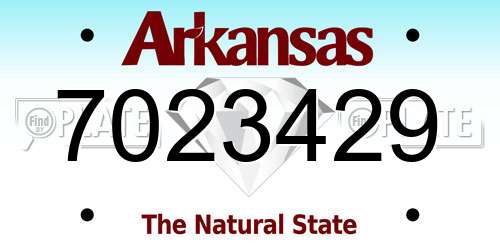 7023429 Arkansas License Plate