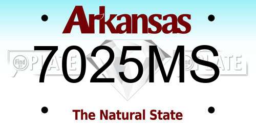 7025MS Arkansas License Plate
