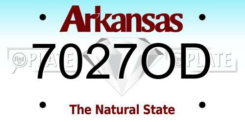 7027OD Arkansas License Plate