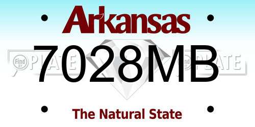 7028MB Arkansas License Plate