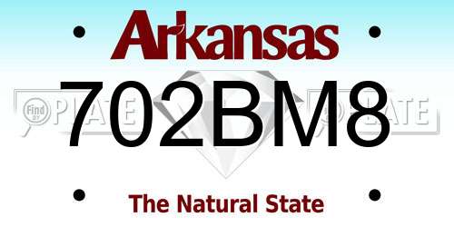 702BM8 Arkansas License Plate