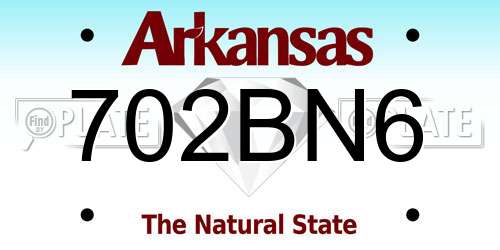 702BN6 Arkansas License Plate