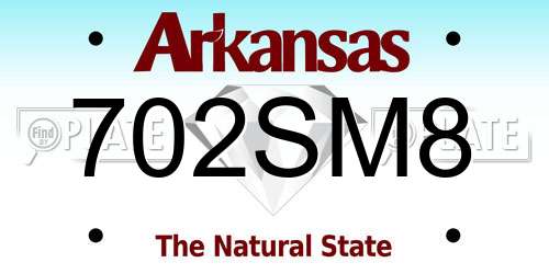 702SM8 Arkansas License Plate