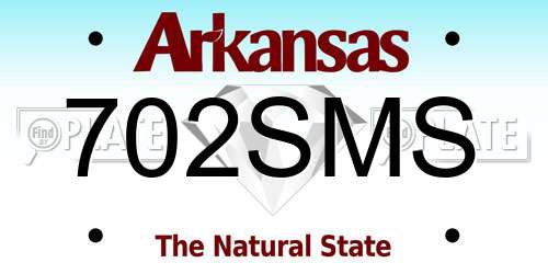 702SMS Arkansas License Plate