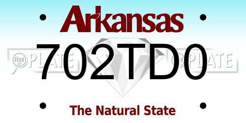 702TD0 Arkansas License Plate