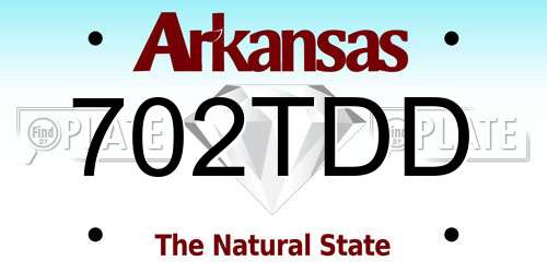 702TDD Arkansas License Plate