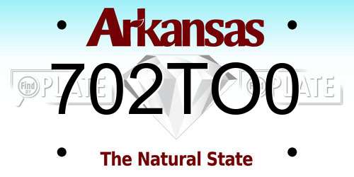 702TO0 Arkansas License Plate