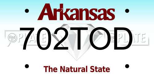 702TOD Arkansas License Plate