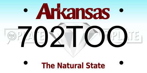 702TOO Arkansas License Plate