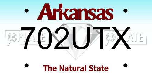 702UTX Arkansas License Plate
