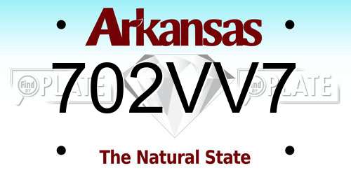 702VV7 Arkansas License Plate