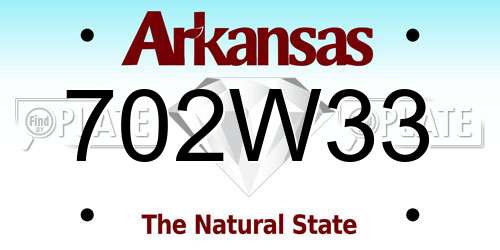 702W33 Arkansas License Plate