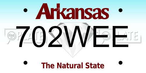 702WEE Arkansas License Plate