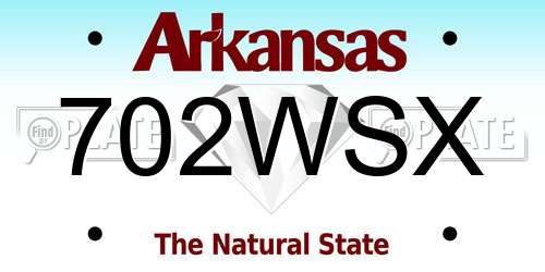 702WSX Arkansas License Plate