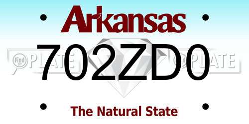 702ZD0 Arkansas License Plate