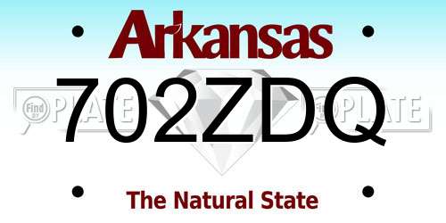 702ZDQ Arkansas License Plate