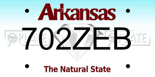 702ZEB Arkansas License Plate