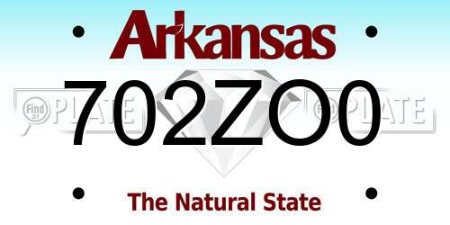 702ZO0 Arkansas License Plate