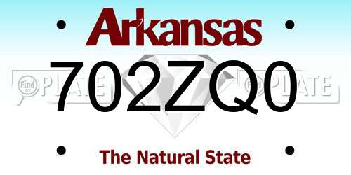 702ZQ0 Arkansas License Plate