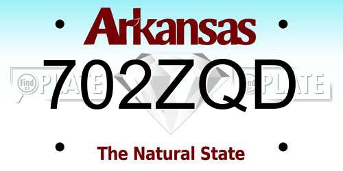 702ZQD Arkansas License Plate