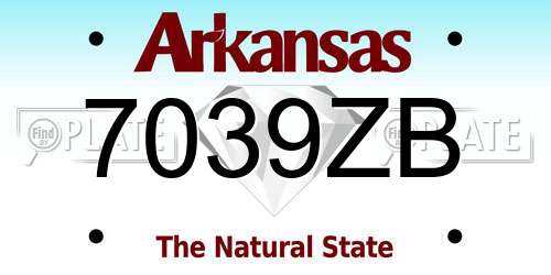 7039ZB Arkansas License Plate