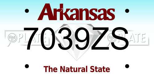 7039ZS Arkansas License Plate