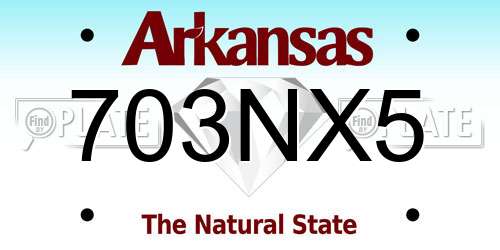 703NX5 Arkansas License Plate