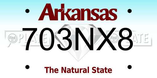 703NX8 Arkansas License Plate