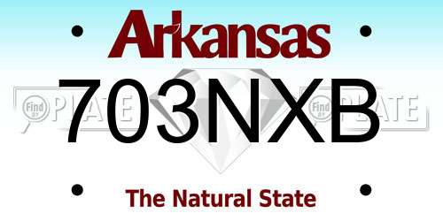 703NXB Arkansas License Plate