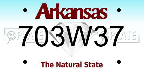 703W37 Arkansas License Plate