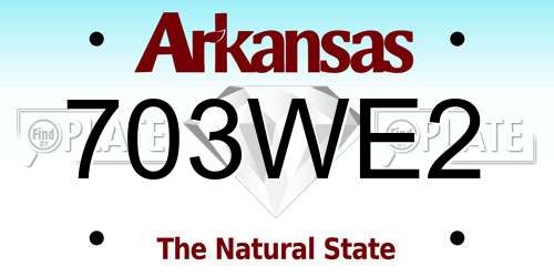 703WE2 Arkansas License Plate