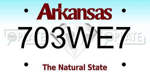 703WE7 Arkansas License Plate