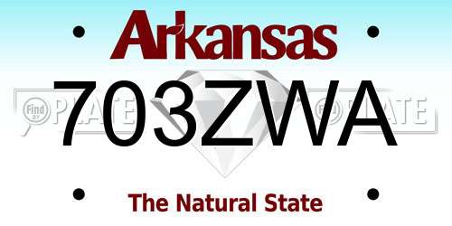 703ZWA Arkansas License Plate