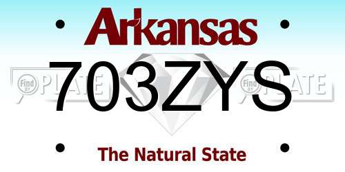 703ZYS Arkansas License Plate