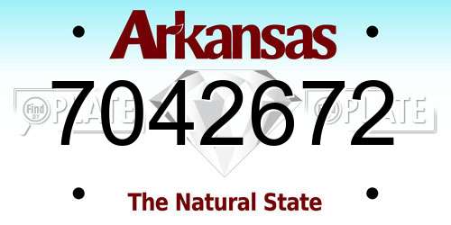 7042672 Arkansas License Plate