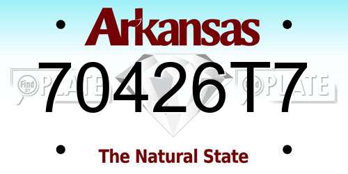 70426T7 Arkansas License Plate