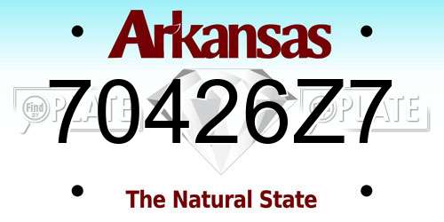 70426Z7 Arkansas License Plate