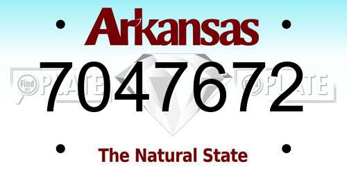 7047672 Arkansas License Plate