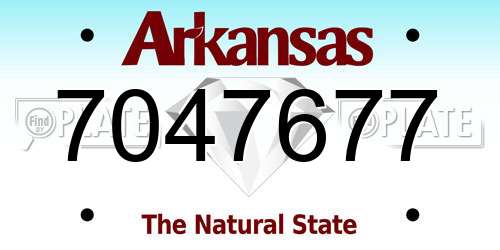 7047677 Arkansas License Plate