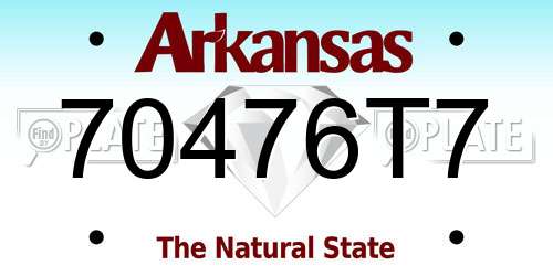 70476T7 Arkansas License Plate