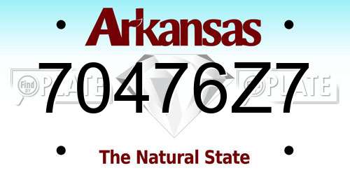 70476Z7 Arkansas License Plate