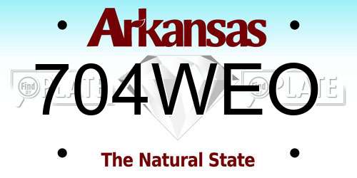 704WEO Arkansas License Plate