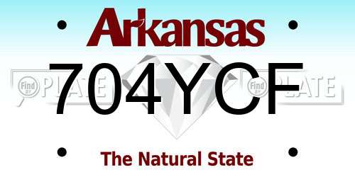 704YCF Arkansas License Plate