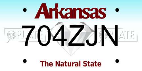 704ZJN Arkansas License Plate