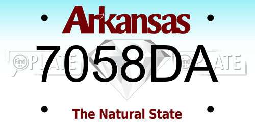 7058DA Arkansas License Plate