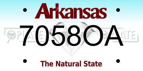 7058OA Arkansas License Plate